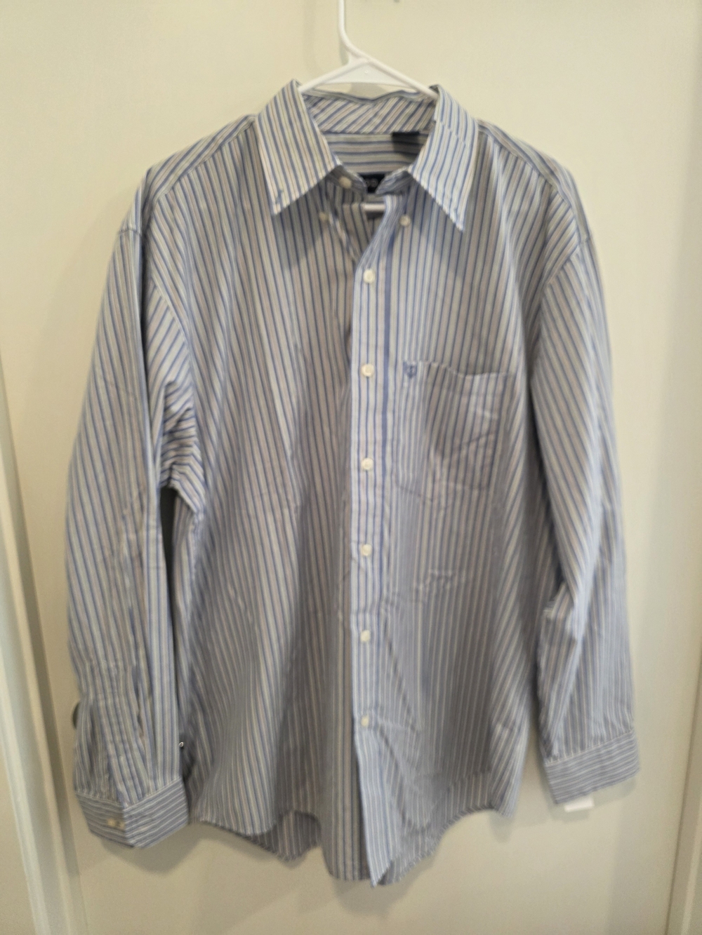 Izod Blue and White Striped Dress Shirt